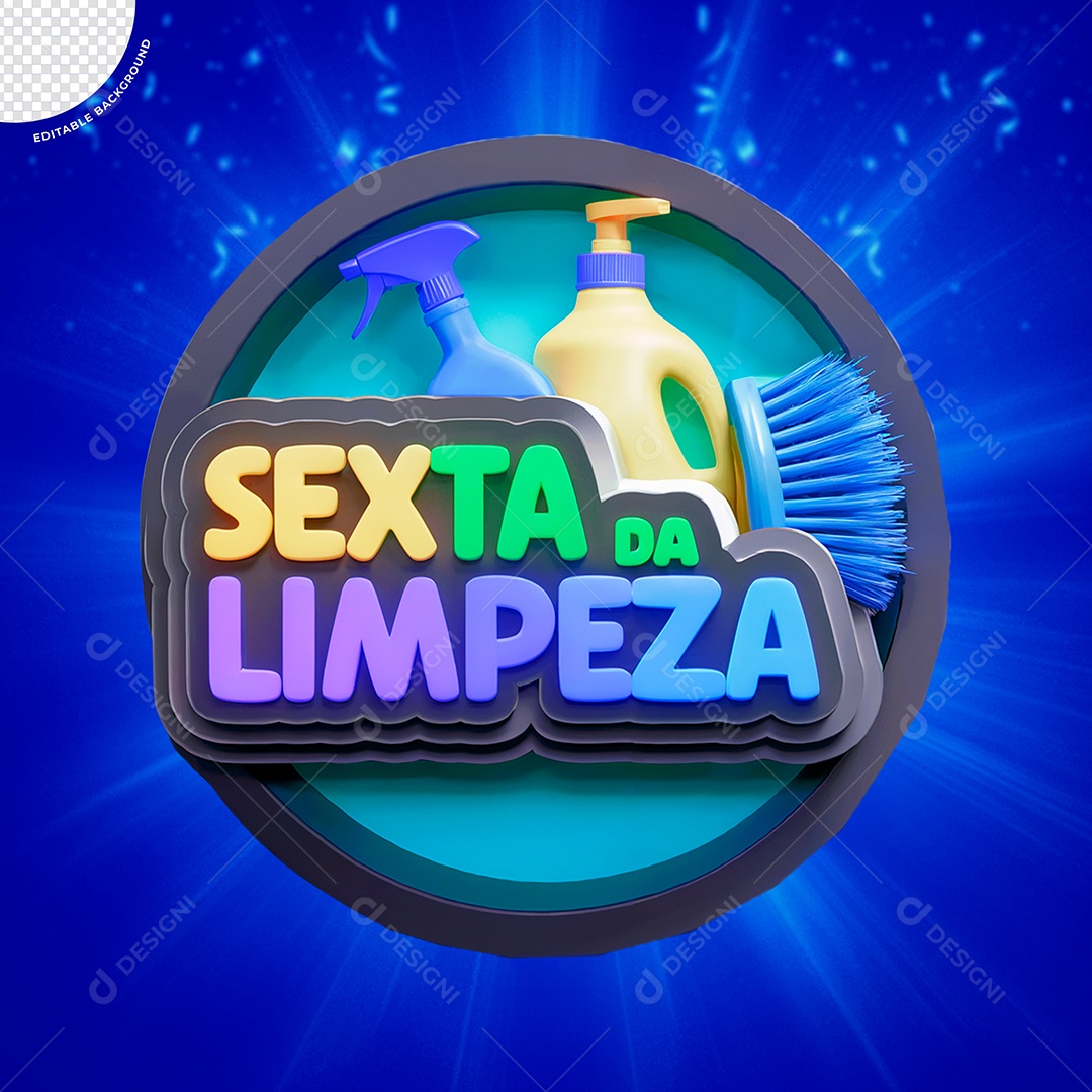 Selo 3D Sexta da Limpeza para Composição PSD