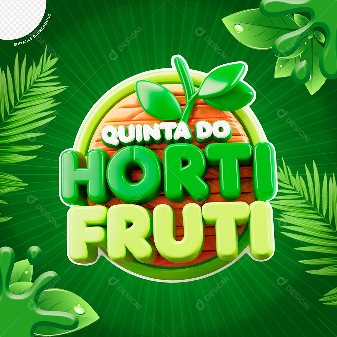 Selo 3D Quinta Do Hortifruti para Composição PSD