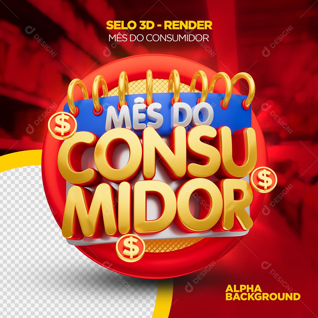 Mês Do Consumidor Selo 3D para Composição PSD