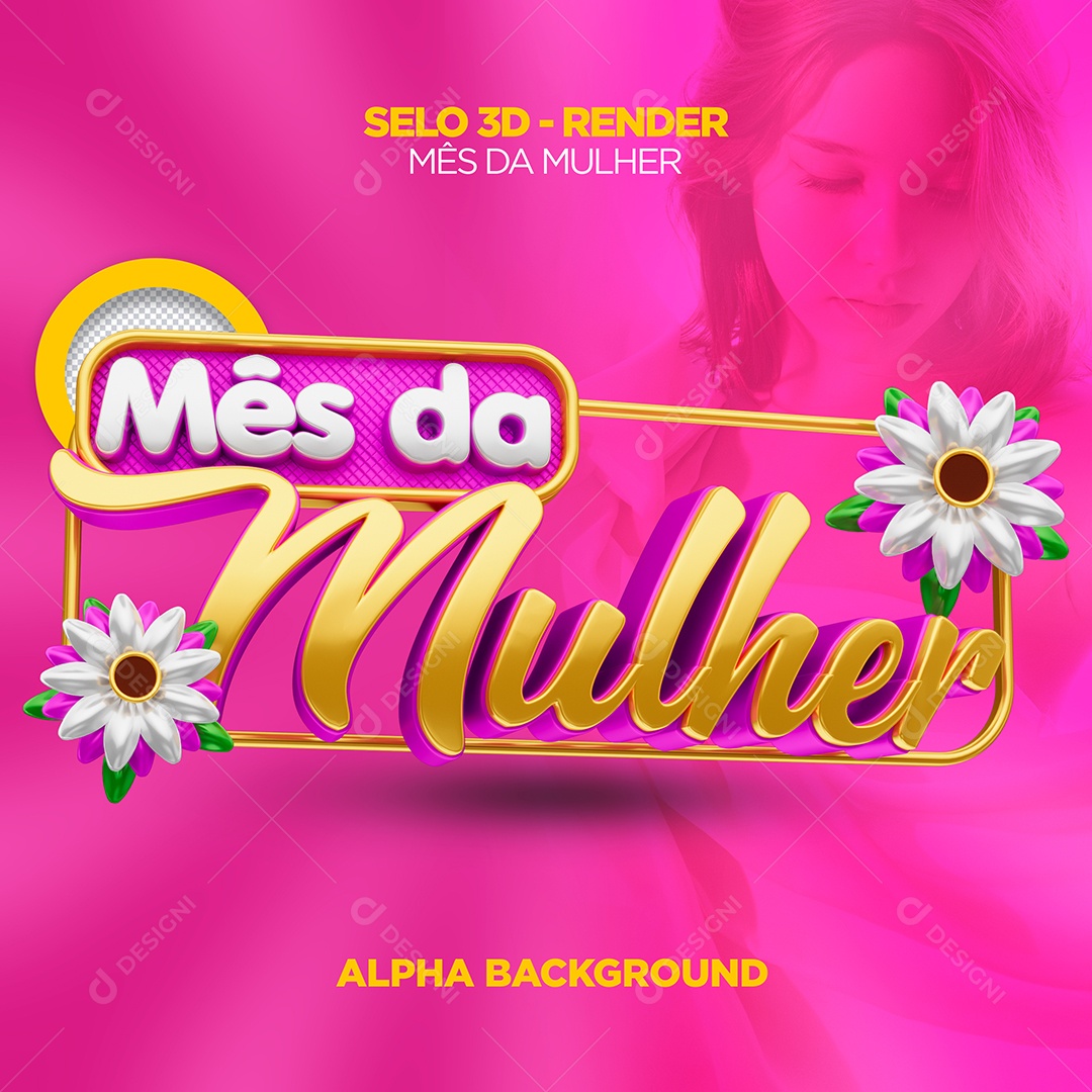 Selo 3D Mês Da Mulher Para Composição PSD