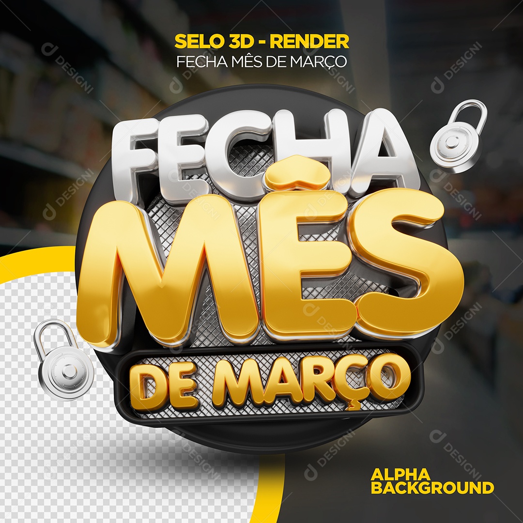 Fecha Mês Selo 3D Para Composição PSD