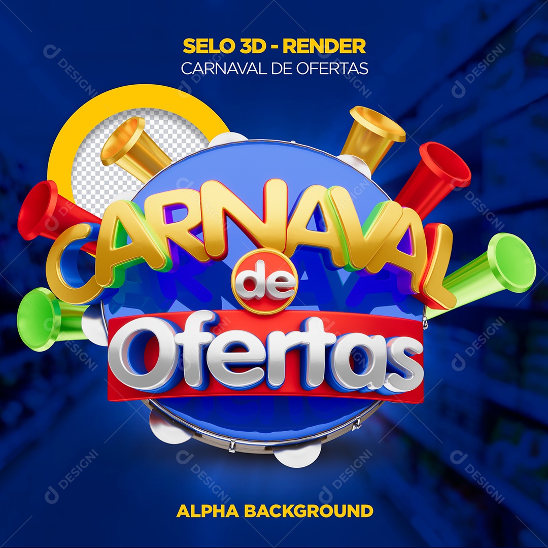 Carnaval de Ofertas Selo 3D Para Composição PSD