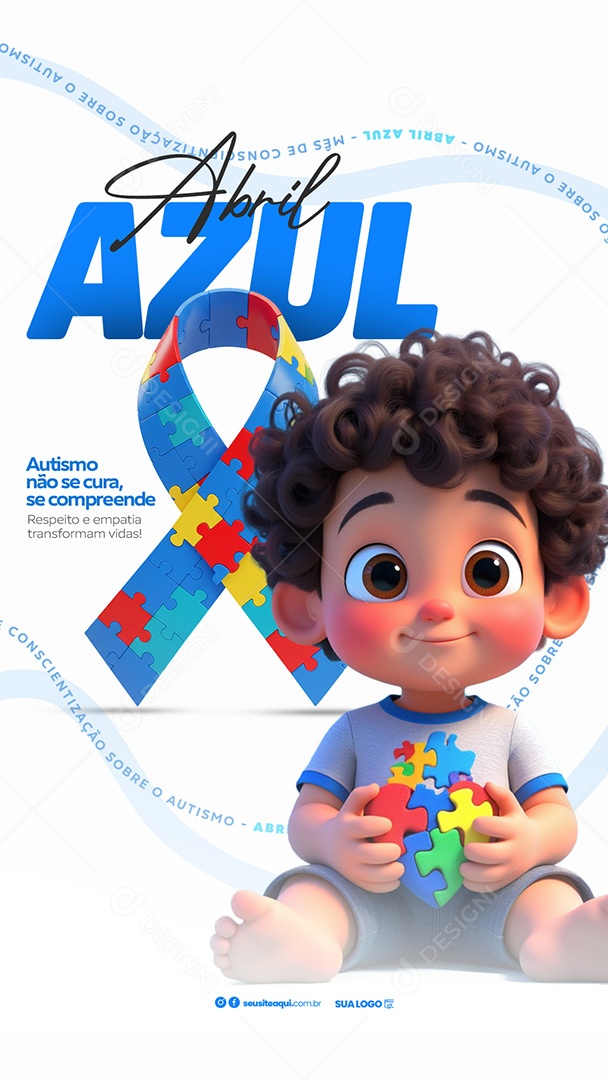 Story Abril Azul Mês de Conscientização Autismo Social Media PSD Editável