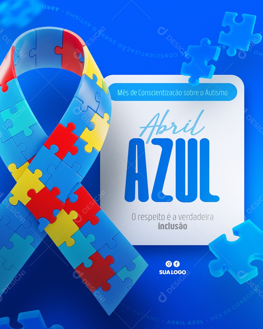 Abril Azul Mês de Conscientização Autismo Social Media PSD Editável