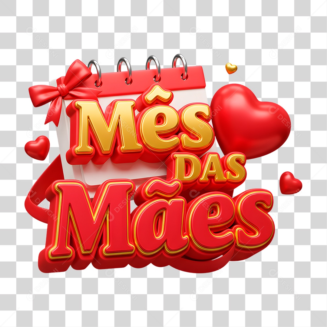 Selo 3D Mês das Mães PNG Transparente