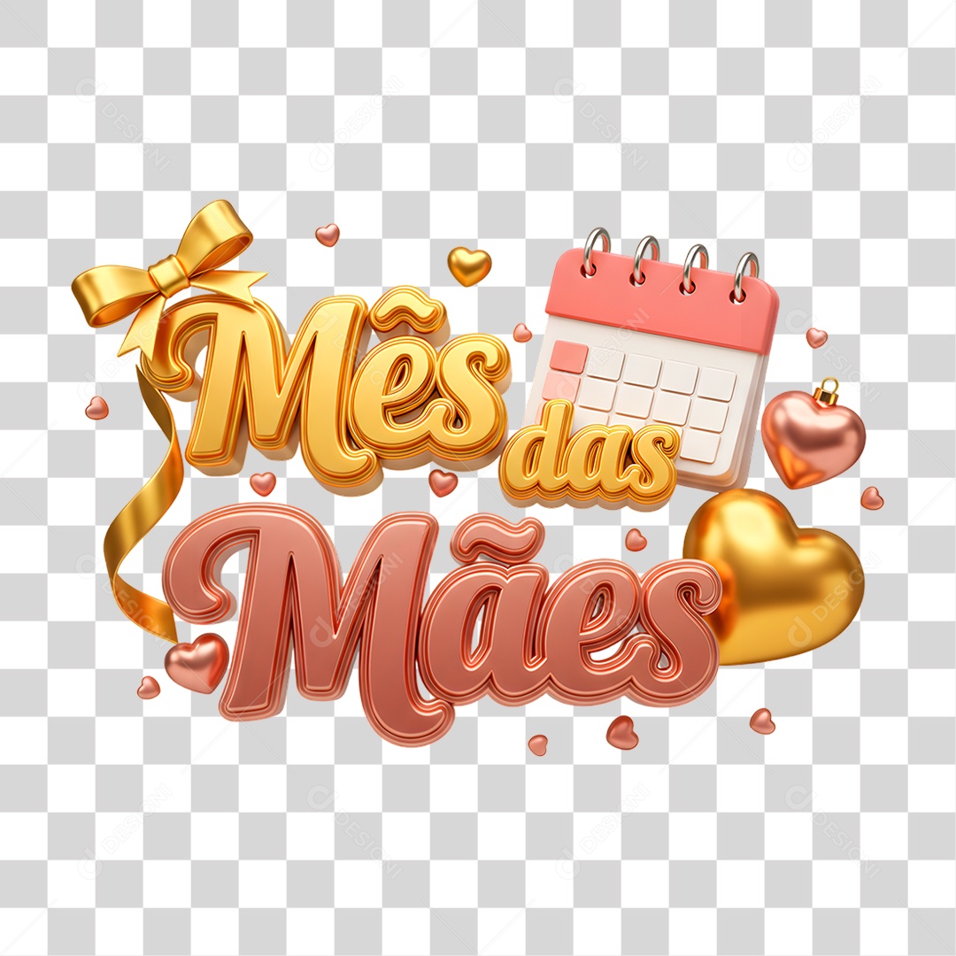 Selo 3D Mês das Mães PNG Transparente