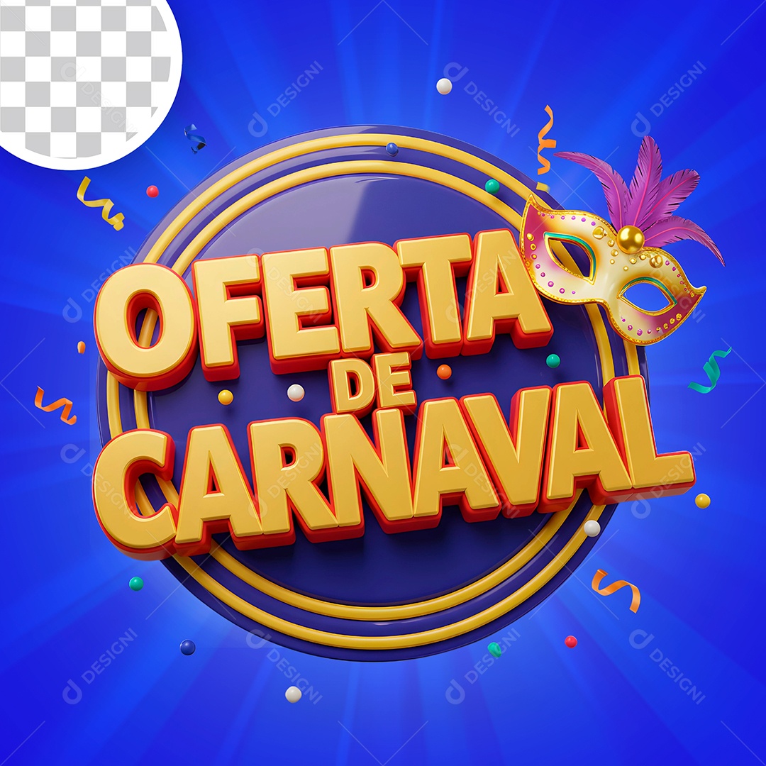 Oferta de Carnaval Selo 3D Para Composição PSD