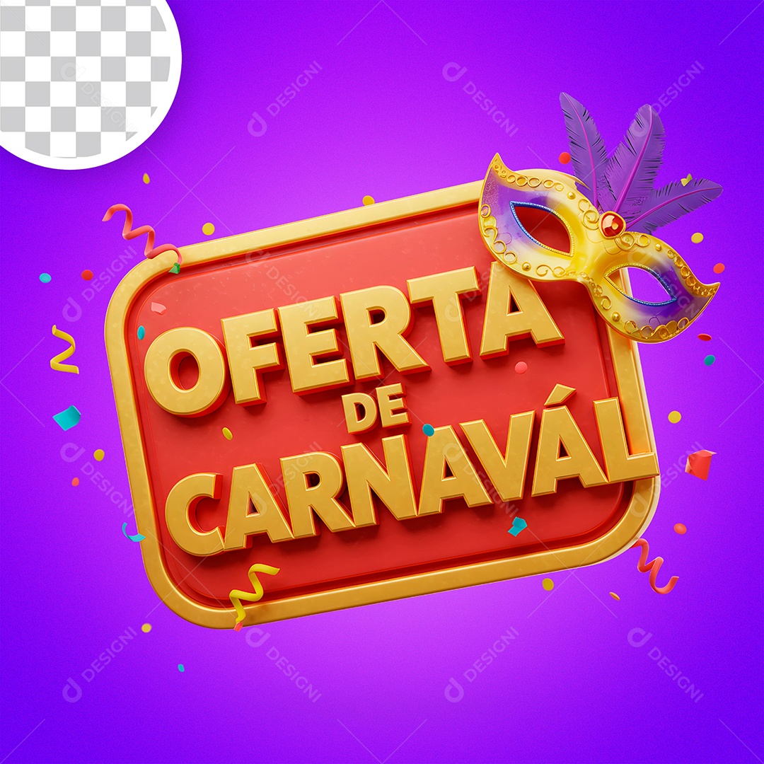 Oferta de Carnaval Selo 3D Para Composição PSD