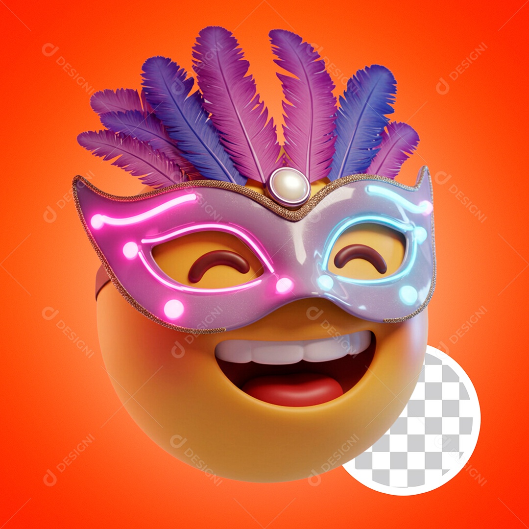 Emoji de Carnaval 3D Para Composição PSD