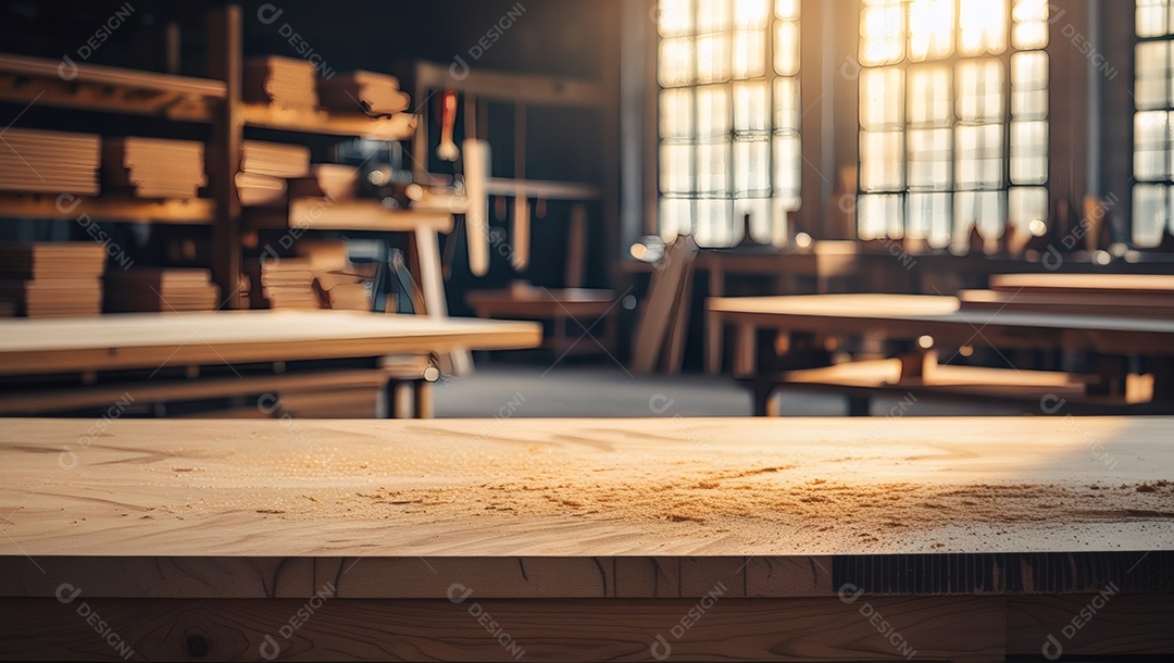 Carpintaria tradicional com prateleira e tábuas