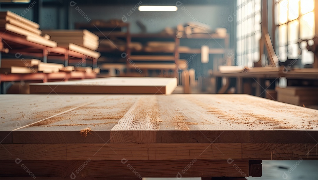 Carpintaria tradicional com prateleira e tábuas