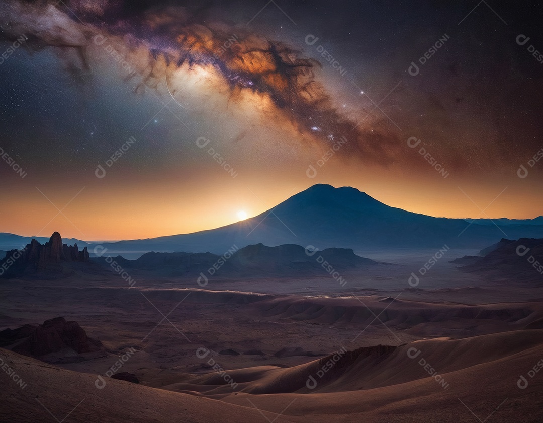 Montanhas distantes contra céu