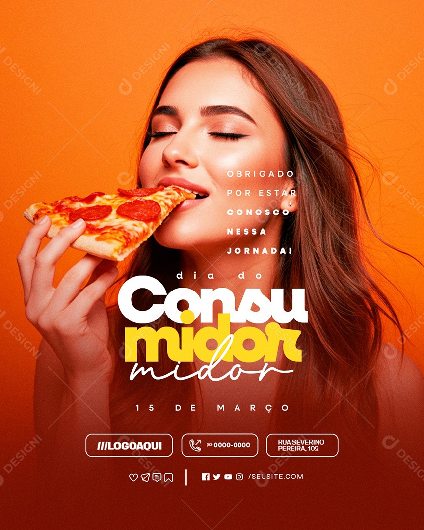 Dia do Consumidor 15 de Março Pizzaria Obrigado Social Media PSD Editável