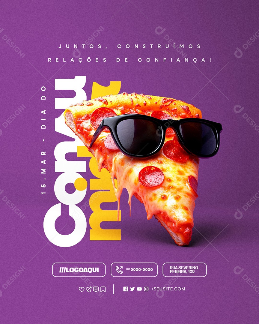 Dia do Consumidor 15 de Março Pizzaria Social Media PSD Editável