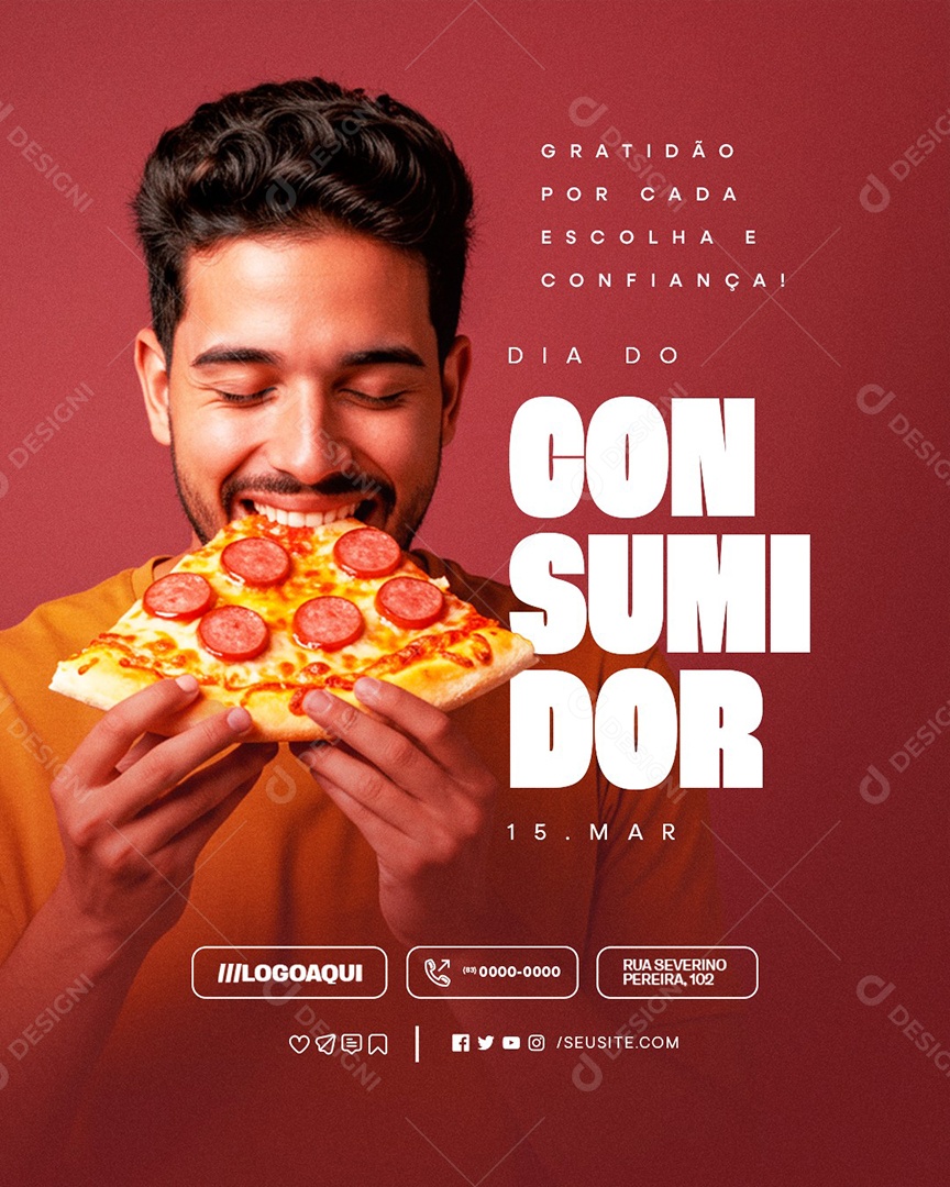 Dia do Consumidor 15 de Março Pizzaria Social Media PSD Editável
