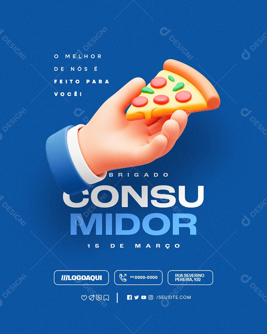 Dia do Consumidor 15 de Março Pizzaria Obrigado Social Media PSD Editável