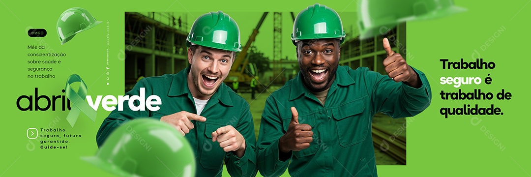 Carrossel Abril Verde Trabalho Seguro Social Media PSD Editável