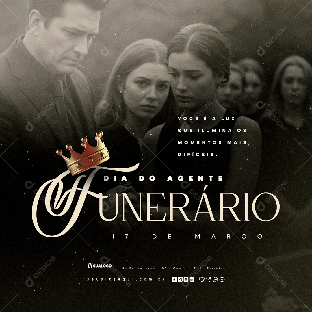 Dia do Agente Funerário 17 de Março Você é a Luz Que Ilumina Social Media PSD Editável
