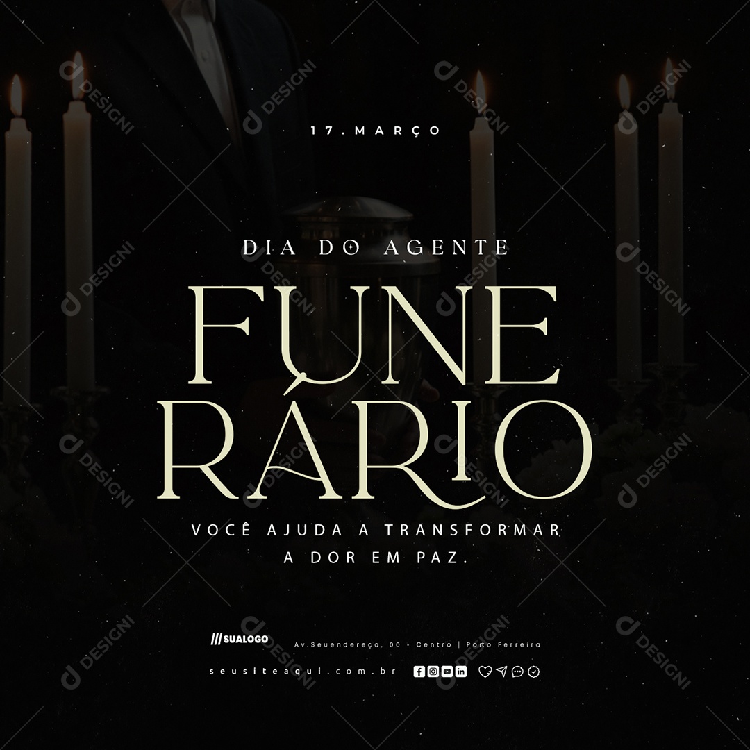 Dia do Agente Funerário 17 de Março Social Media PSD Editável