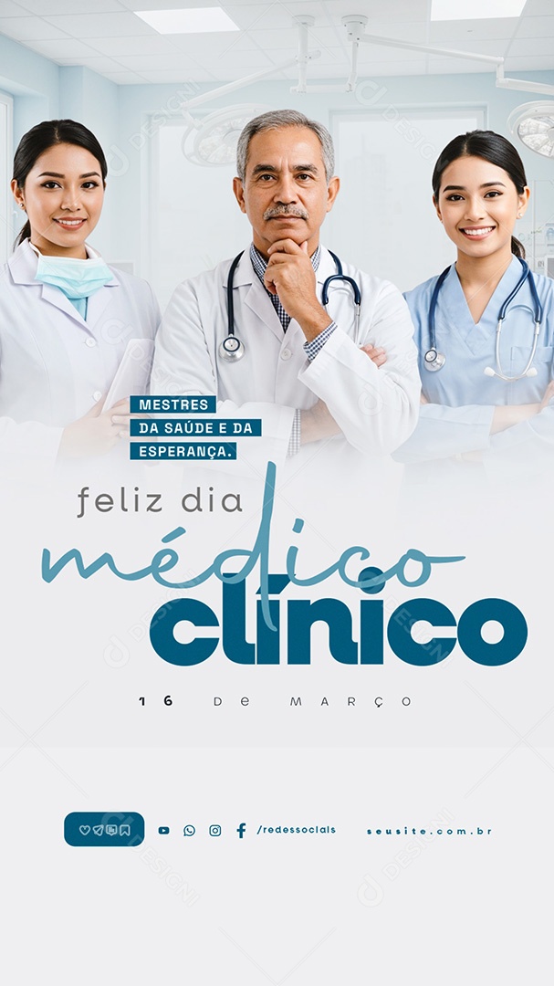 Story Dia do Médico Clínico 16 de Março Mestres da Saúde Social Media PSD Editável