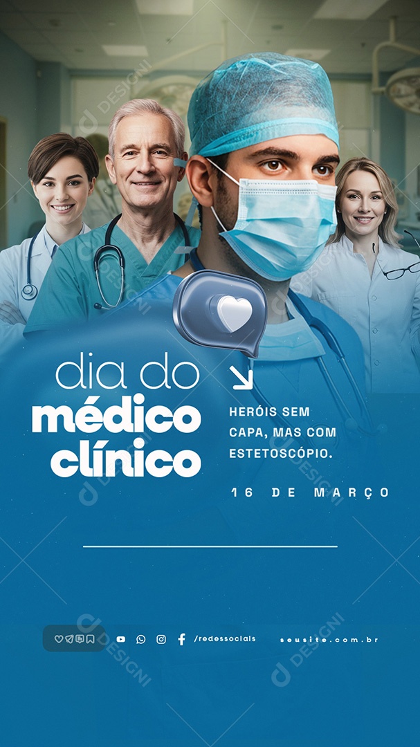 Story Dia do Médico Clínico 16 de Março Herois Sem Capa Social Media PSD Editável