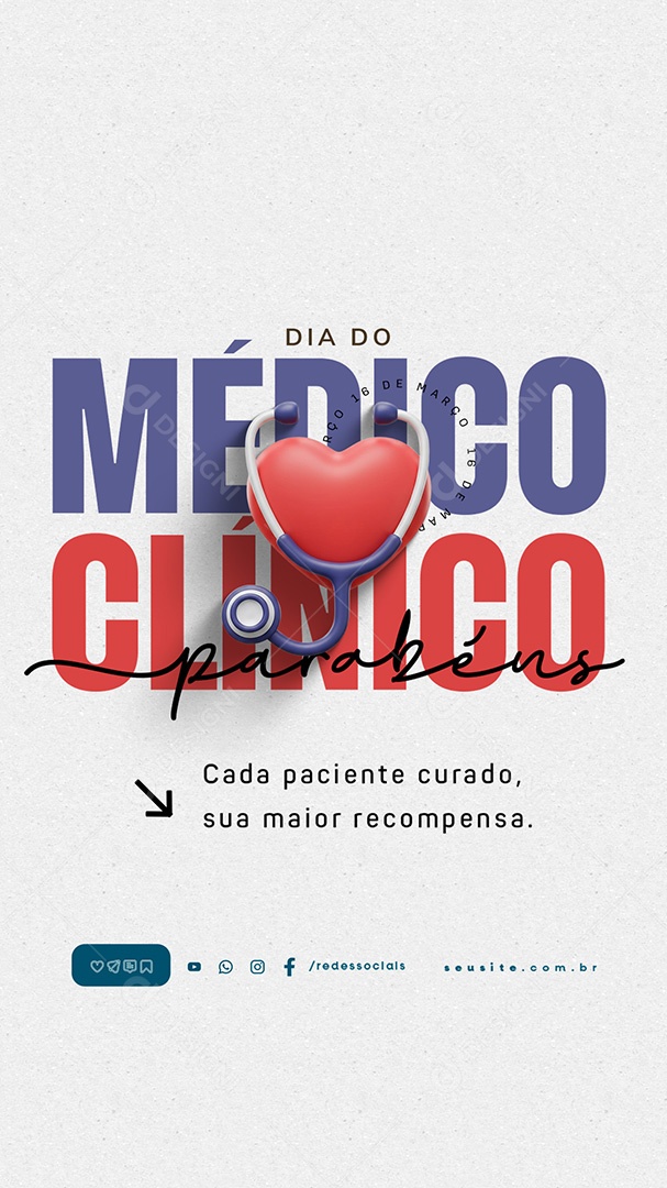 Story Dia do Médico Clínico 16 de Março Parabéns Social Media PSD Editável