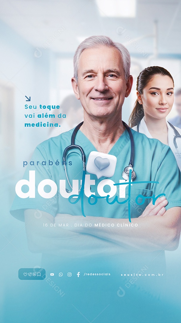 Story Dia do Médico Clínico 16 de Março Parabéns Doutor Social Media PSD Editável