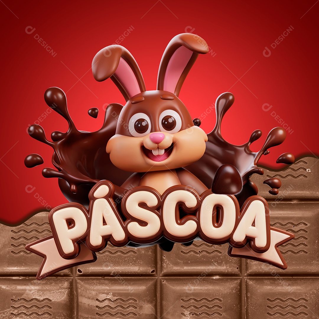 Selo 3D de Páscoa Para Composição PSD