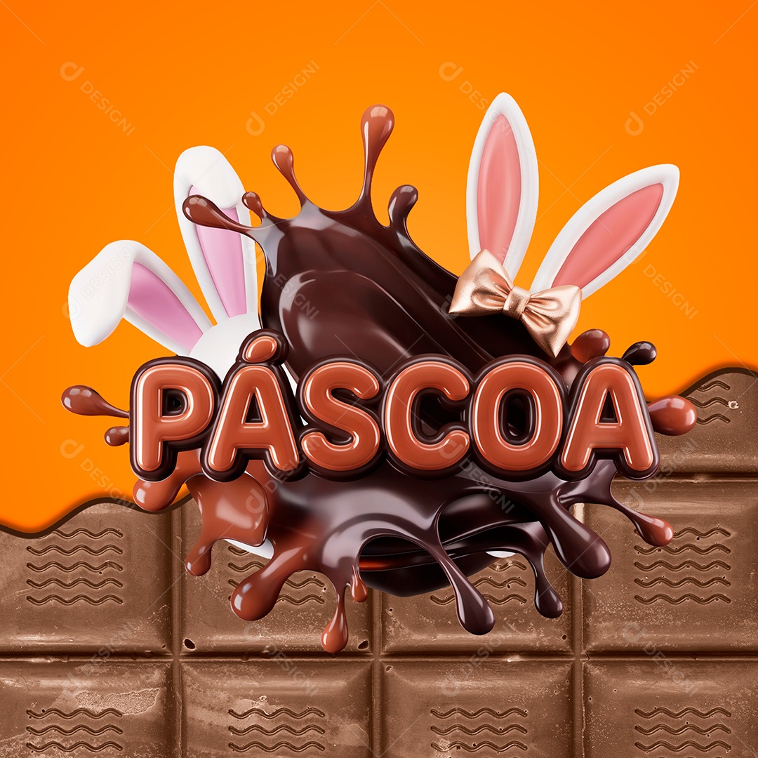 Selo 3D de Páscoa Para Composição PSD