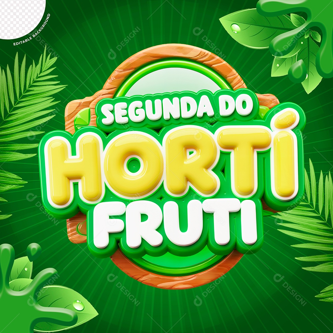 Selo 3D Segunda do Hortifruti para Composição PSD