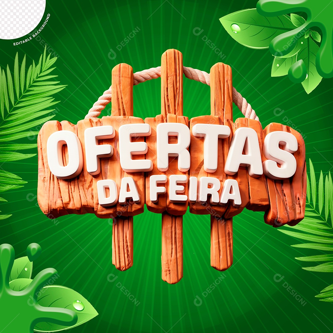 Selo 3D Ofertas da Feira para Composição PSD