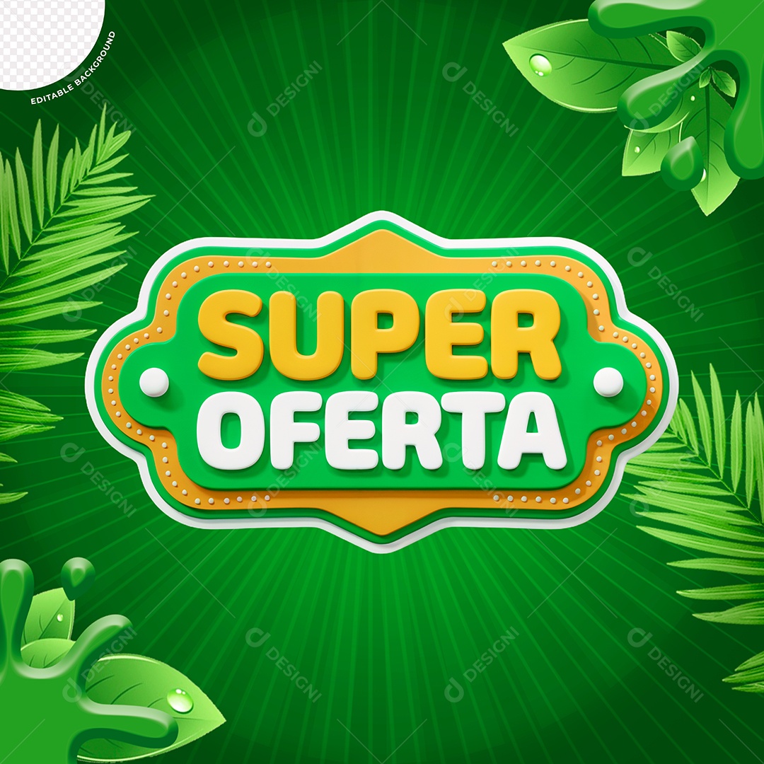 Selo 3D Super Oferta para Composição PSD