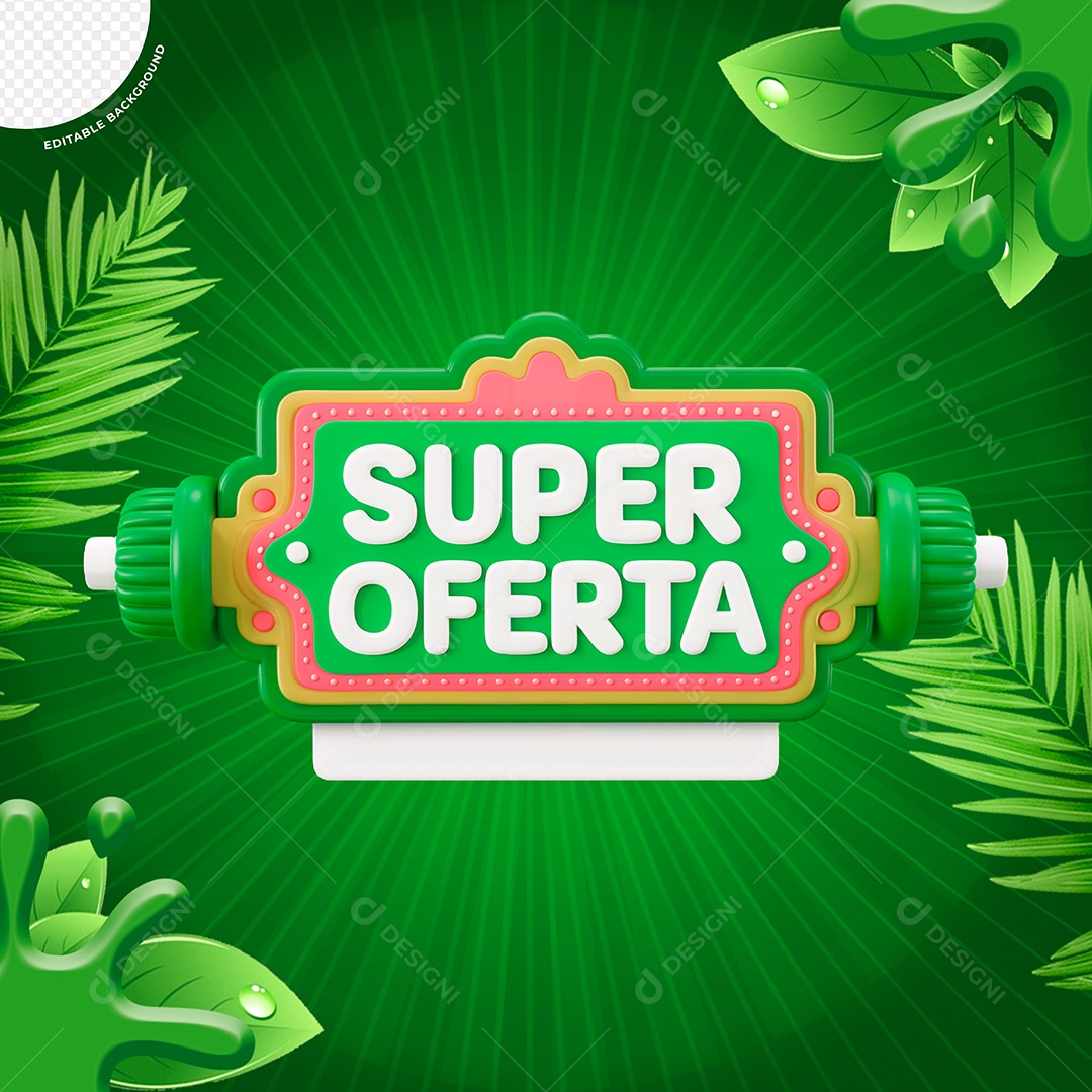 Selo 3D Super Oferta para Composição PSD