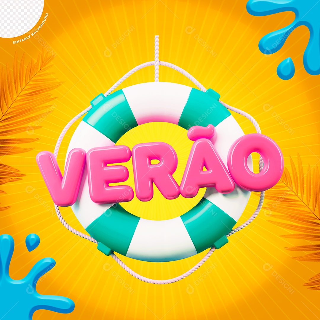 Selo 3D De Verão para Composição PSD