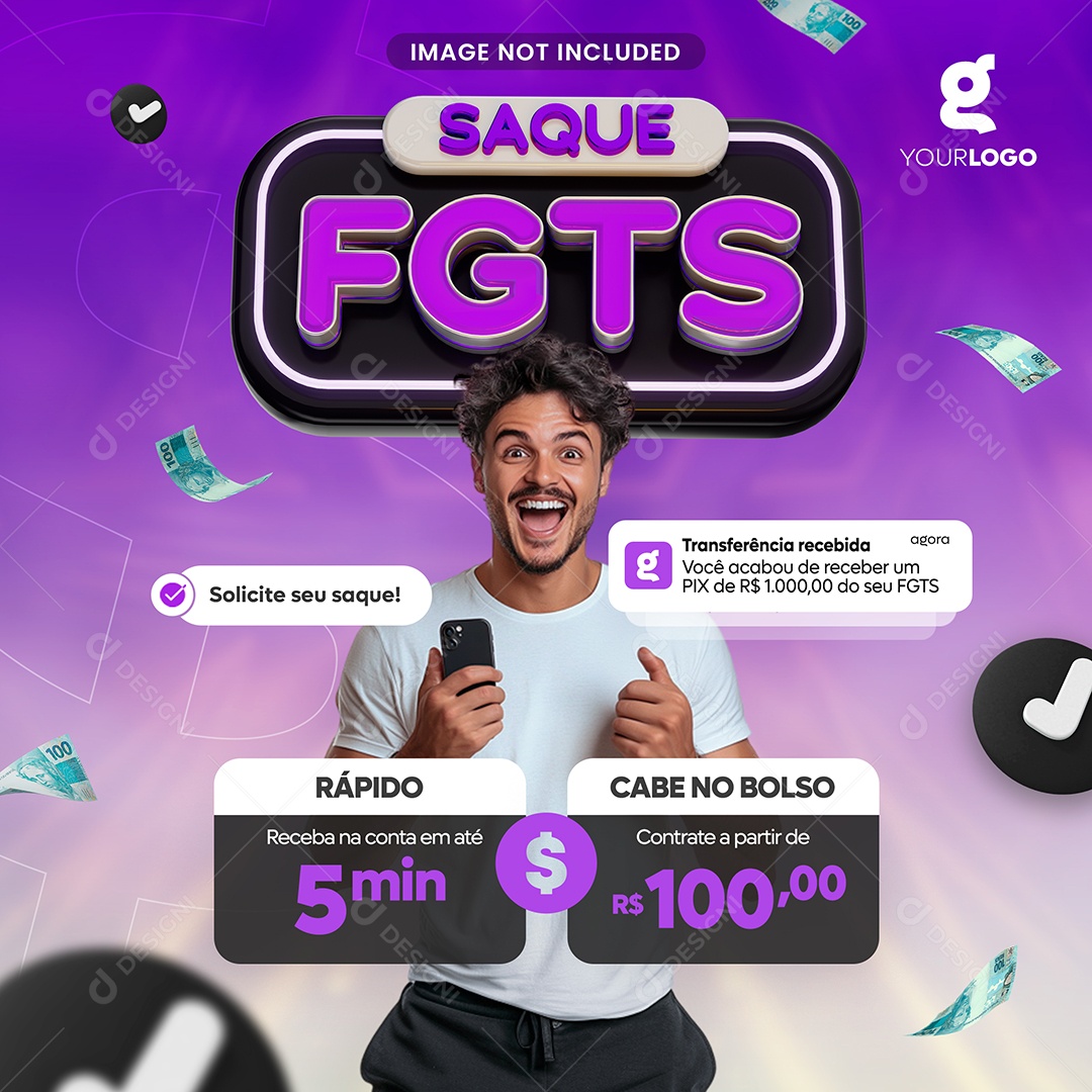 Empréstimo Saque FGTS Social Media PSD Editável