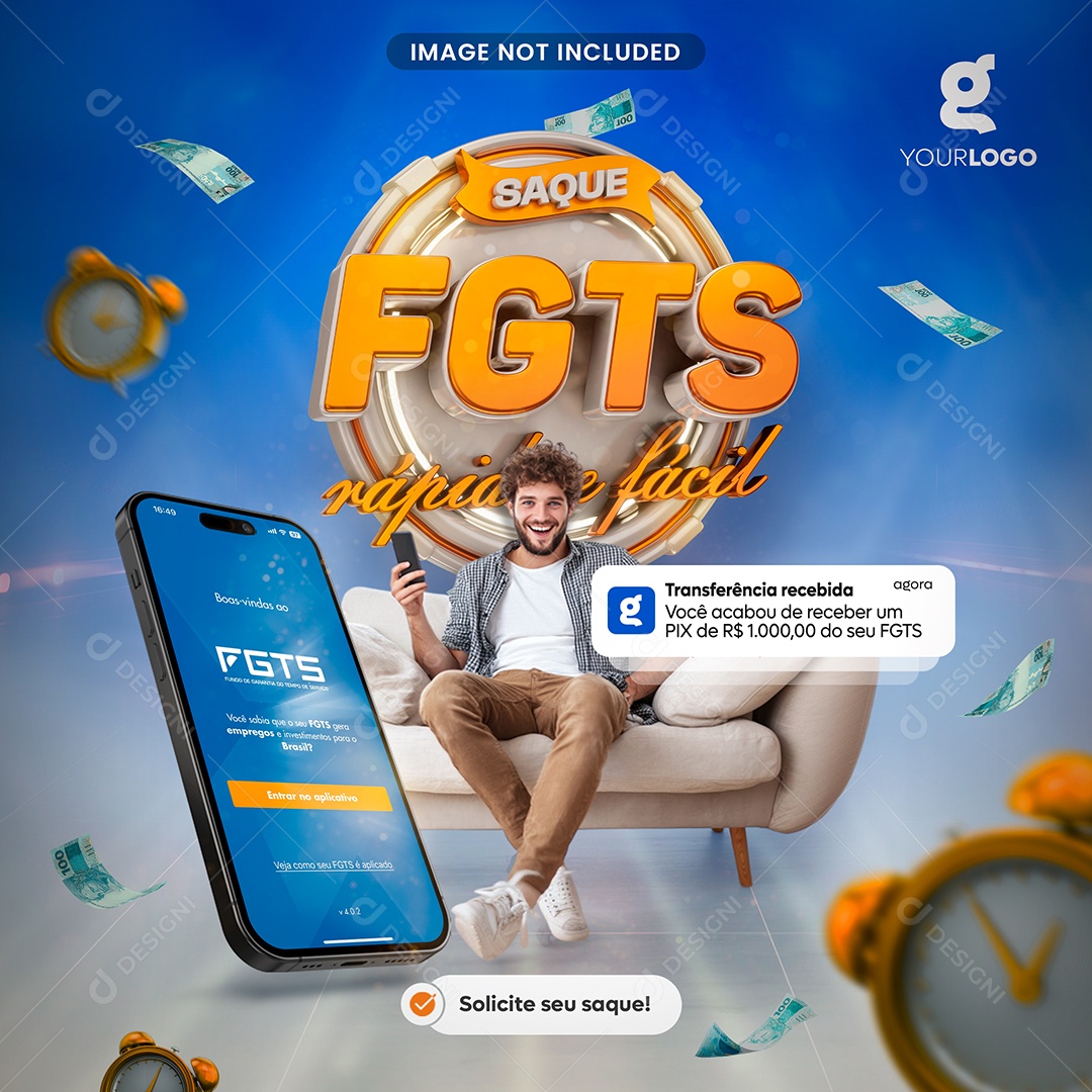 Empréstimo Saque FGTS Social Media PSD Editável