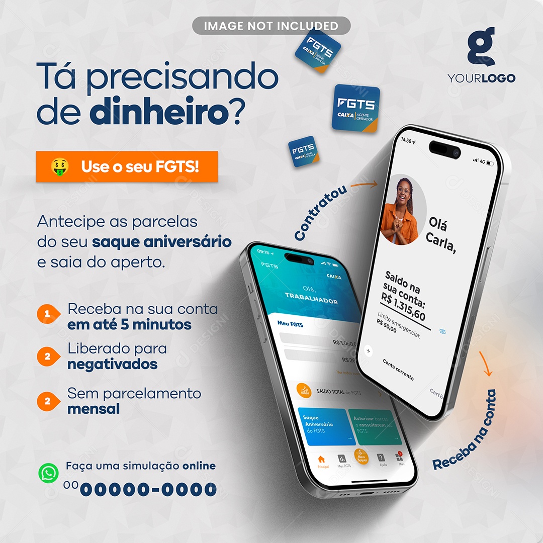 Empréstimo Tá Precisando de Dinheiro Social Media PSD Editável