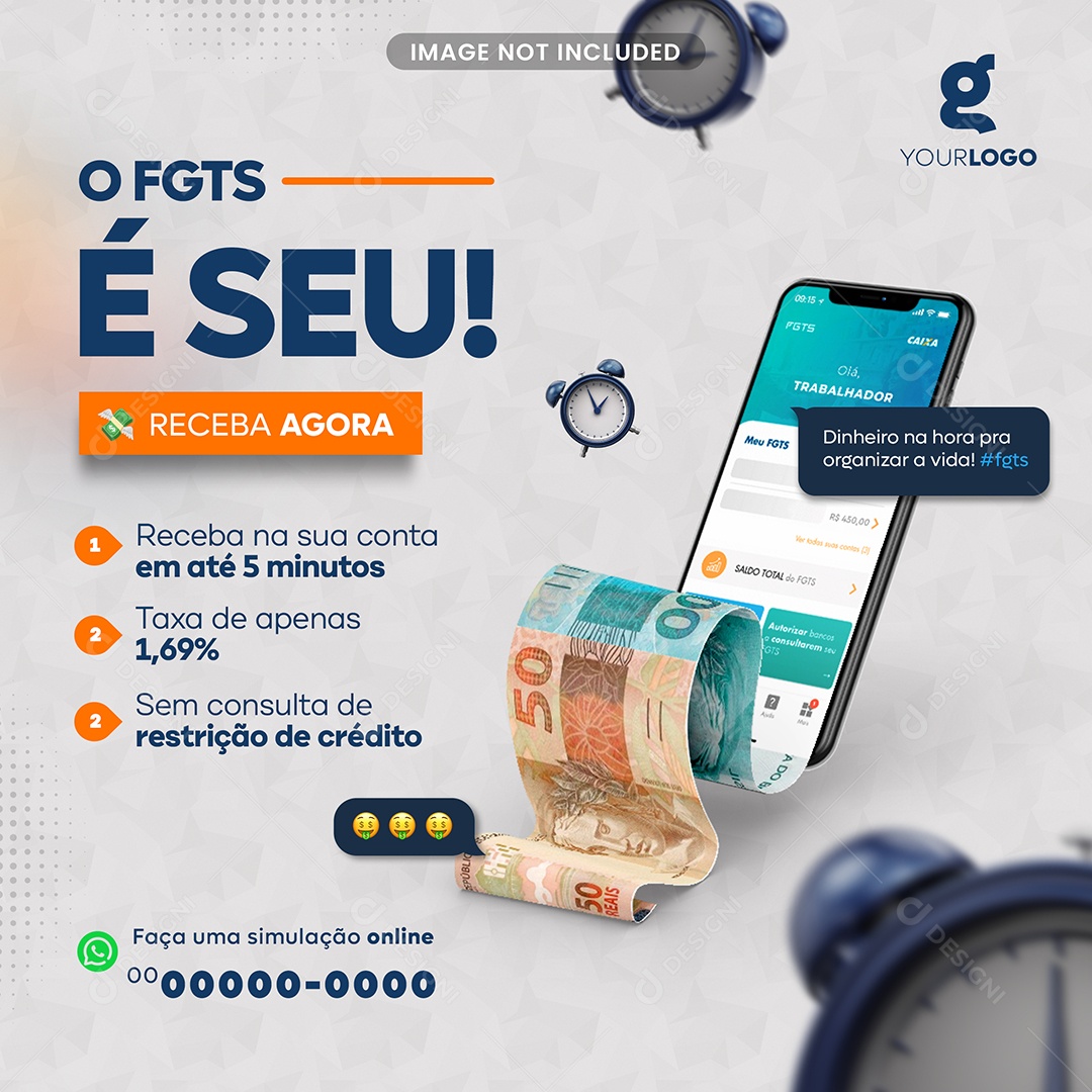 Empréstimo O FGTS é Seu Social Media PSD Editável