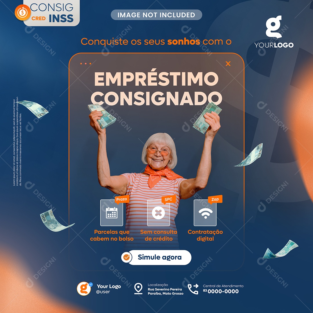 Empréstimo Empréstimo Consignado Social Media PSD Editável