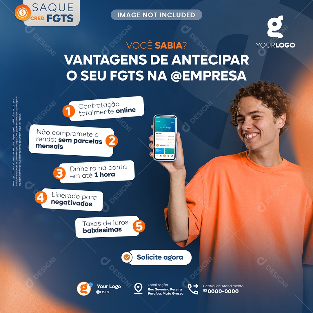 Empréstimo Vantagens de Antecipar O Seu FGTS na Empresa Social Media PSD Editável