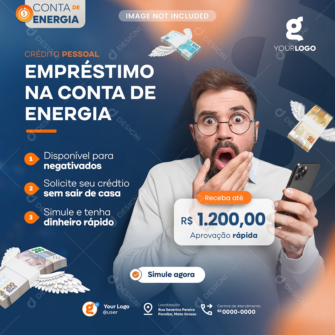 Empréstimo Na Conta de Energia Social Media PSD Editável