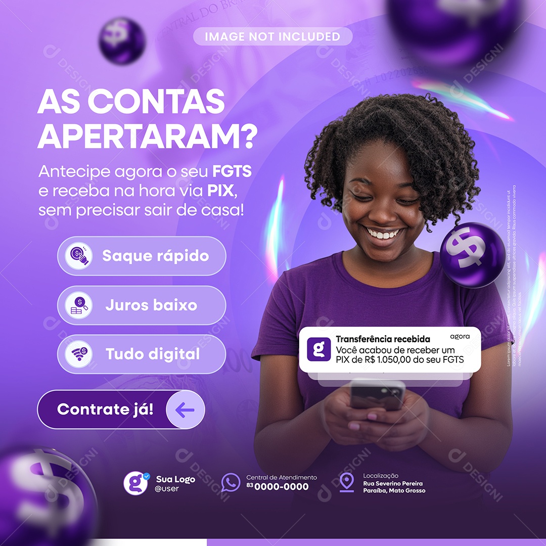 Empréstimo As Contas Apertaram Social Media PSD Editável