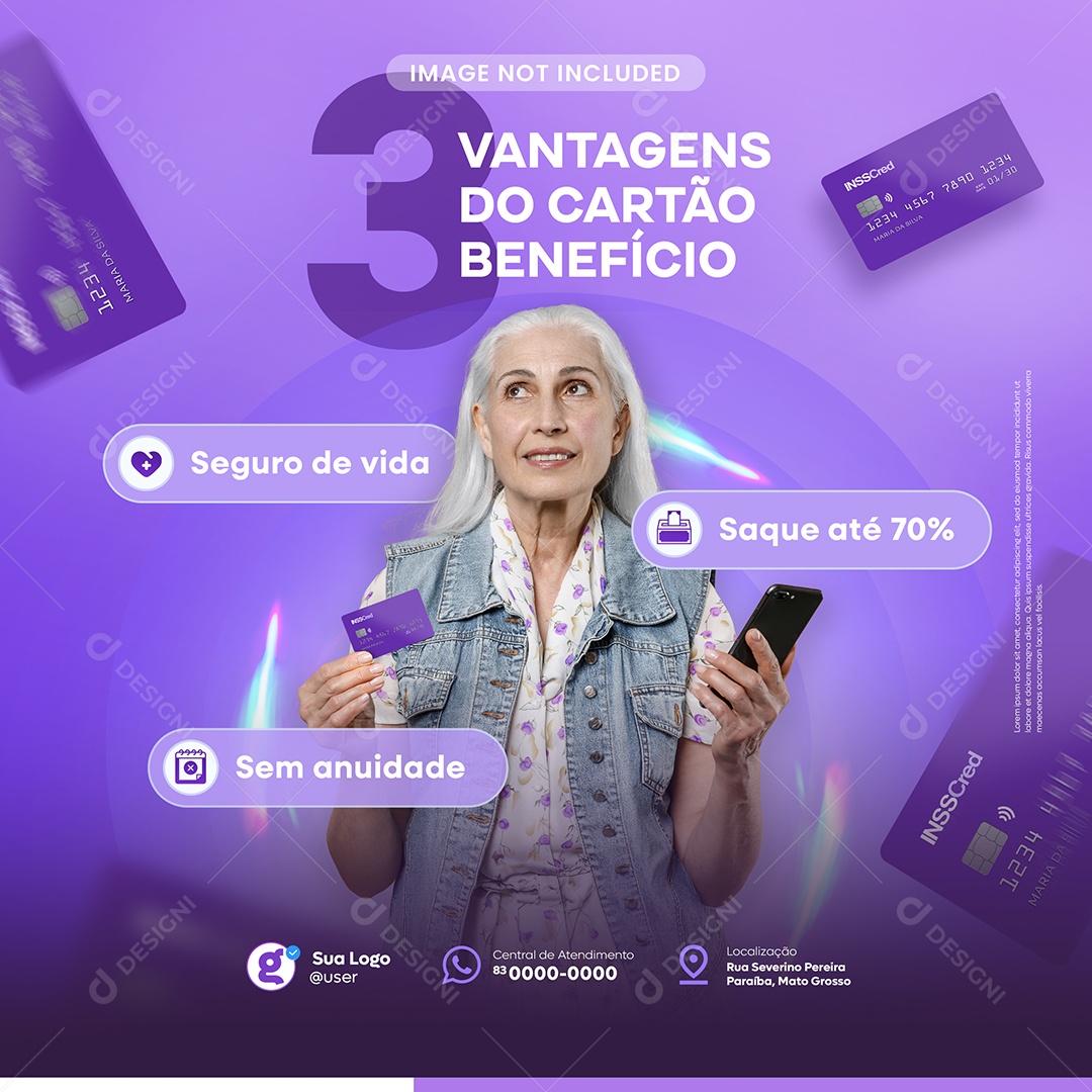 Empréstimo Vantagens do Cartão Benefício Social Media PSD Editável