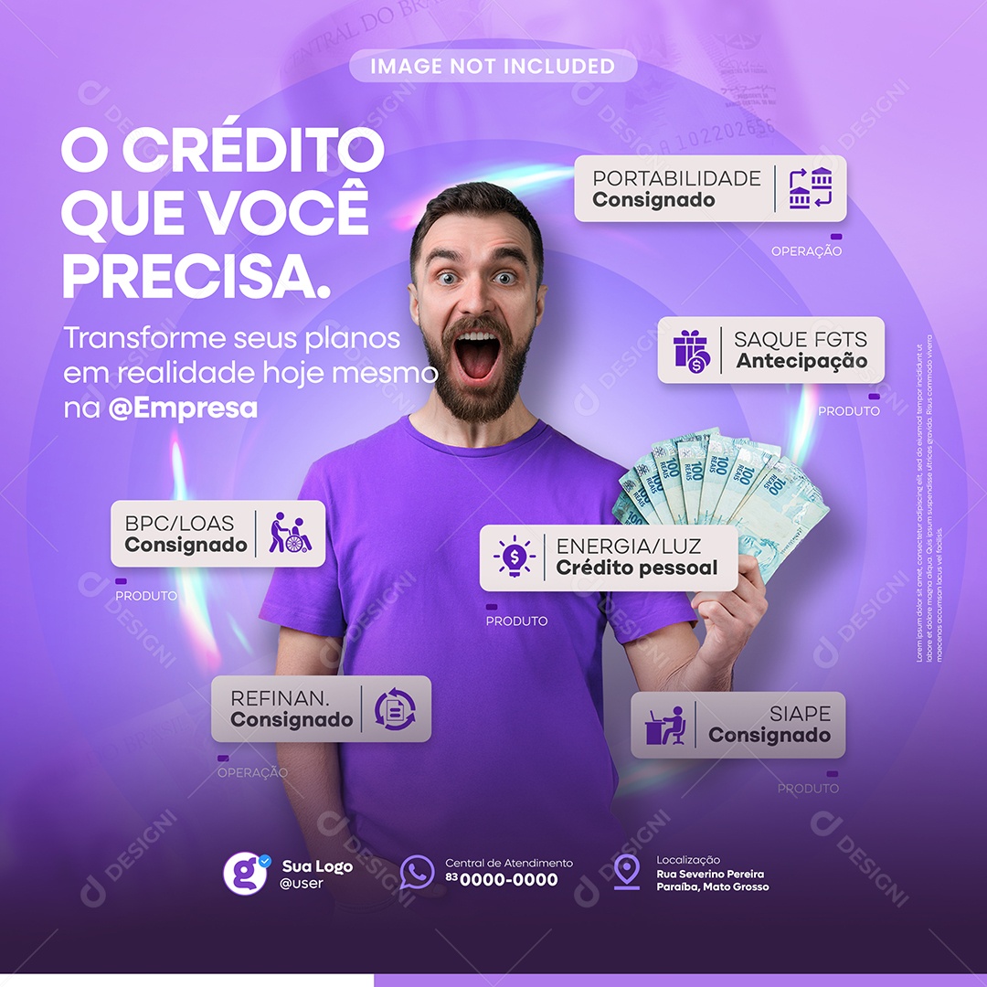 Empréstimo O Crédito Que Você Precisa Social Media PSD Editável