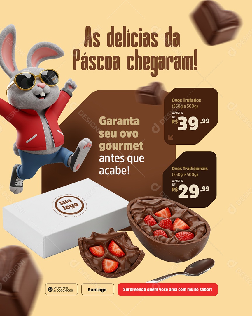 Páscoa Ovos Gourmet Promoções Social Media PSD Editável