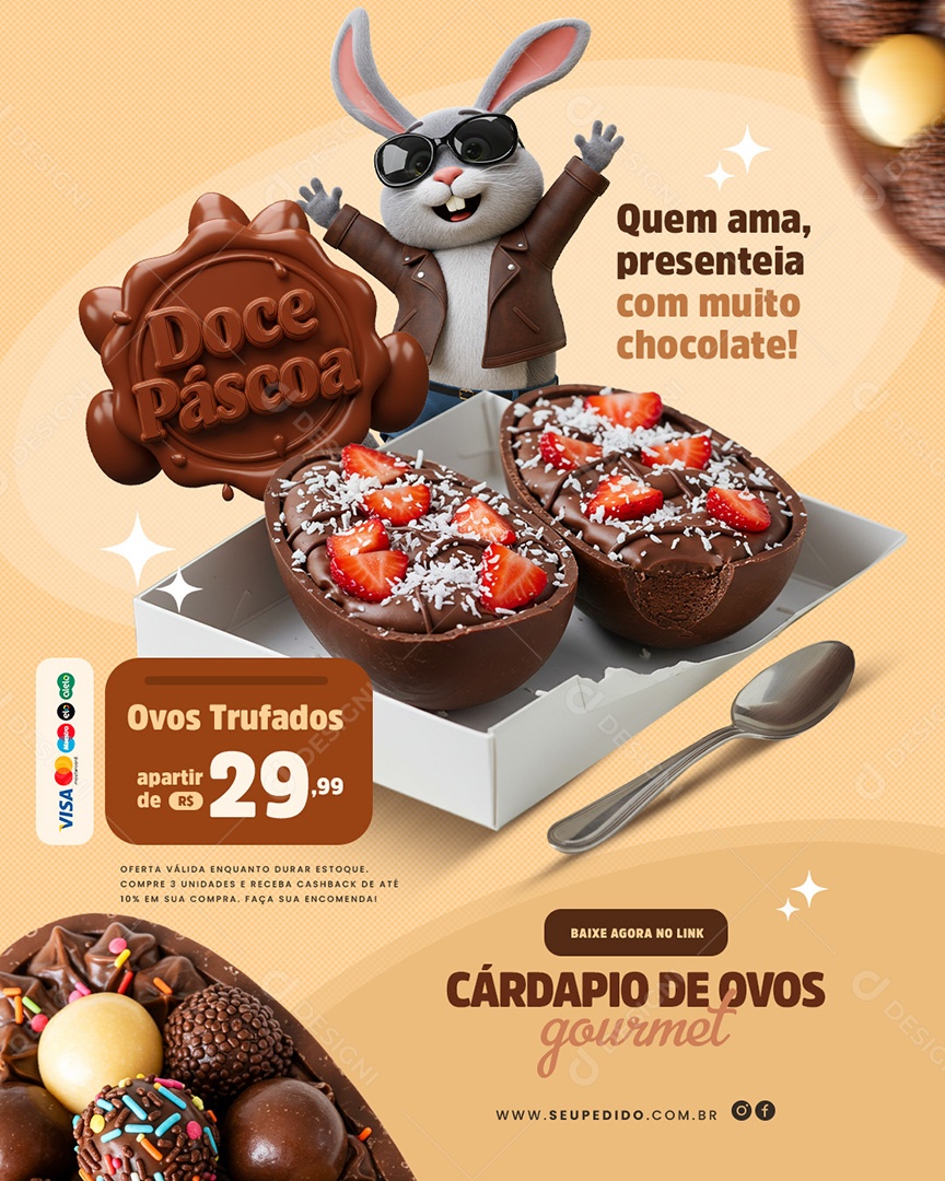 Páscoa Ovos Gourmet Promoções Social Media PSD Editável