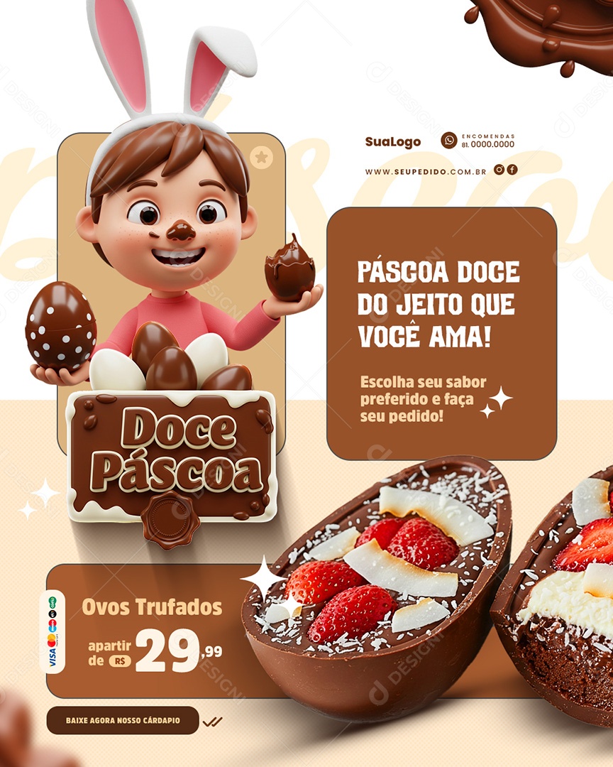 Páscoa Ovos Gourmet Promoções Social Media PSD Editável