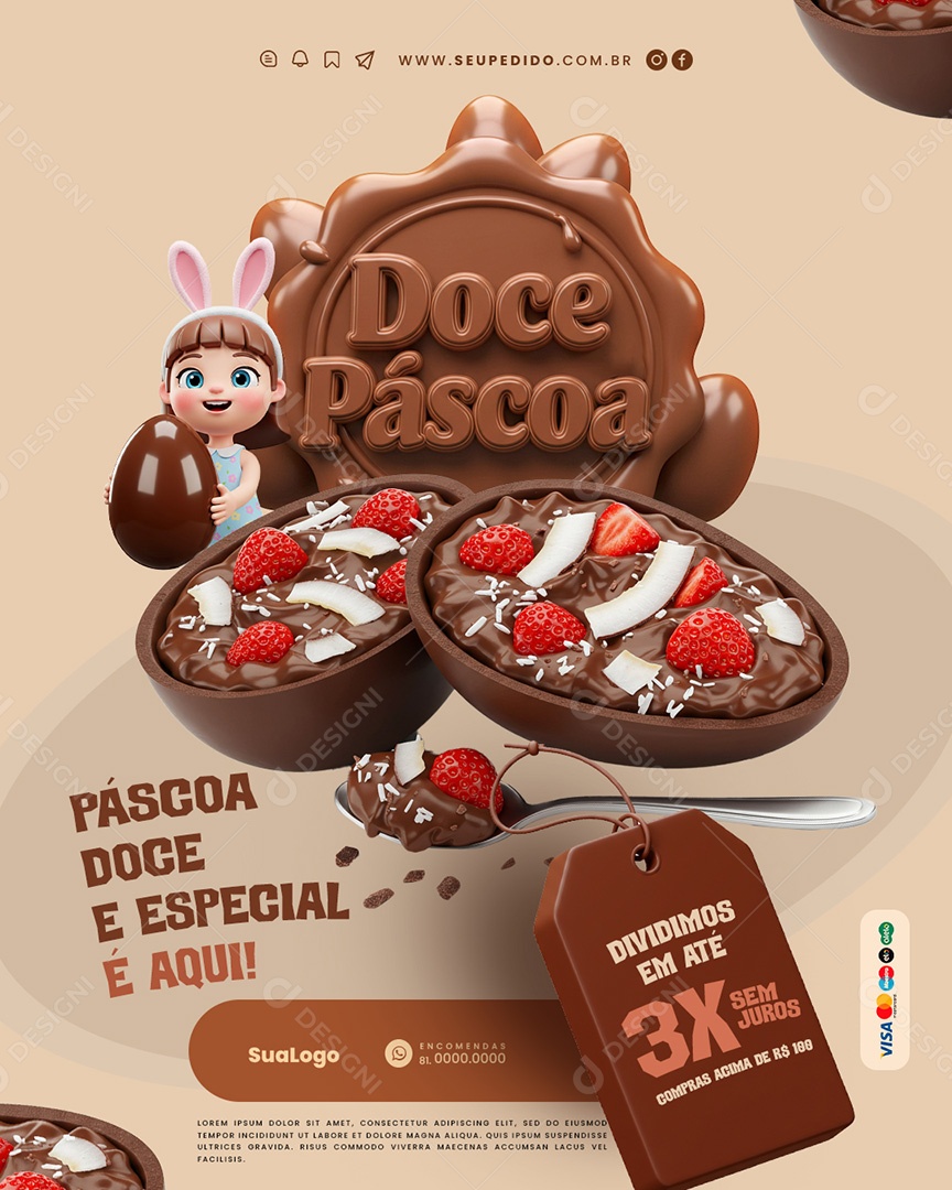 Páscoa Ovos Gourmet Promoções Social Media PSD Editável