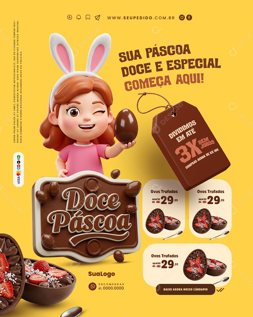 Páscoa Ovos Gourmet Promoções Social Media PSD Editável
