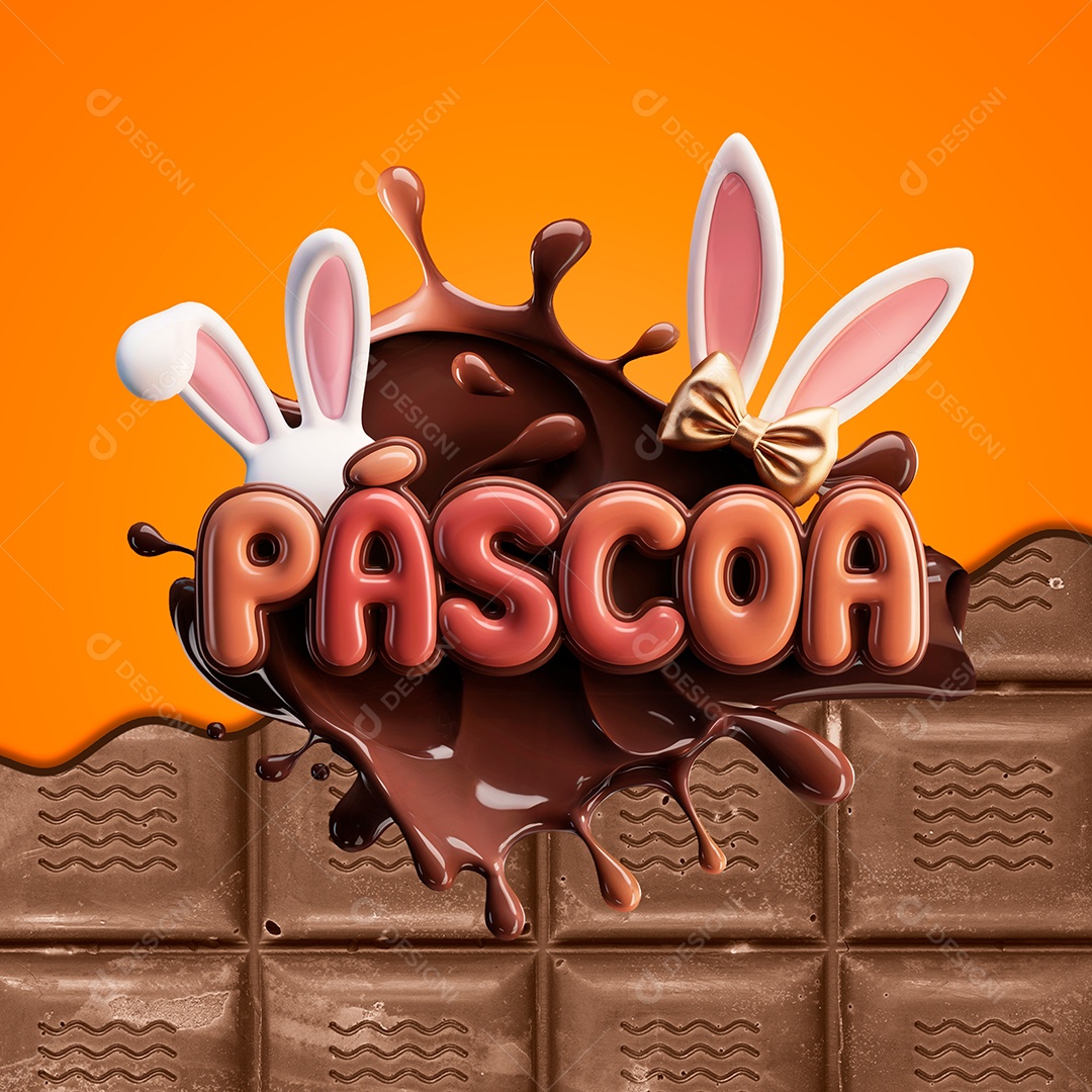 Selo 3D Páscoa Para Composição PSD